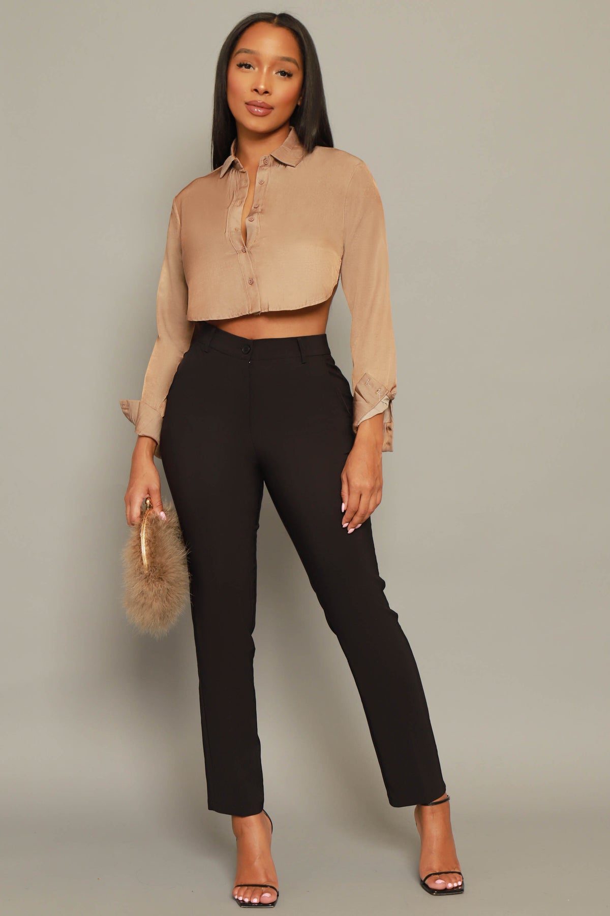 
              Never Know Cropped Button Up Top - Brown - Swank A Posh
            