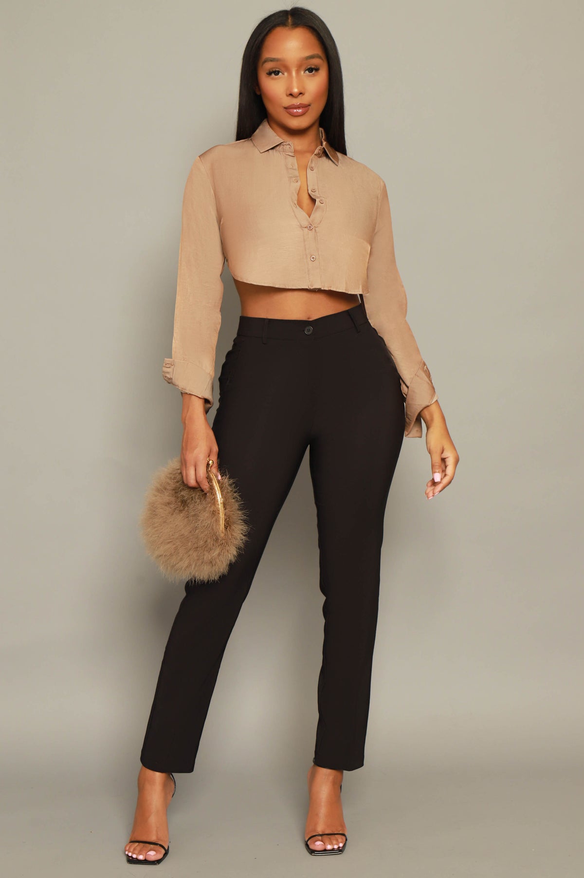 
              Never Know Cropped Button Up Top - Brown - Swank A Posh
            