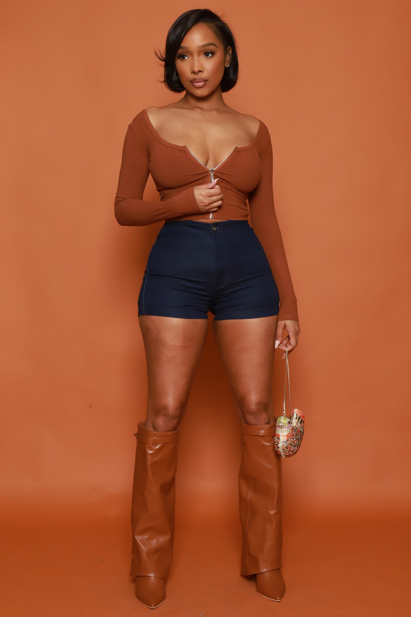 Super Swank High Waist Stretchy Shorts - Midnight Wash No.180 - Swank A Posh