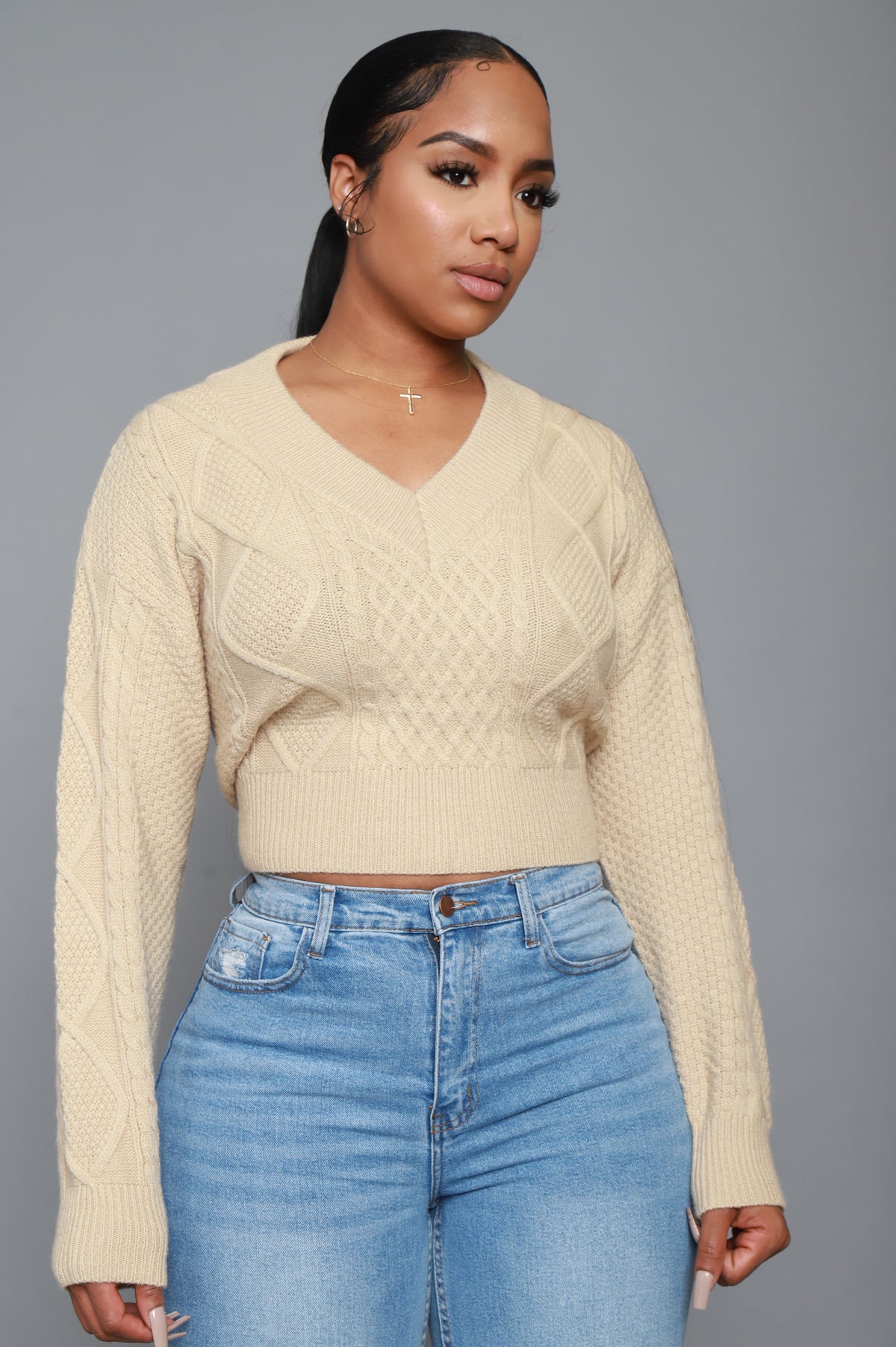 
              Lay It Out Tie Back Knit Sweater - Taupe - Swank A Posh
            