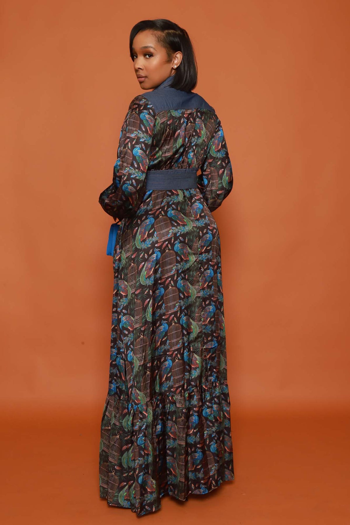 
              Free Bird Multicolor Belted Maxi Dress - Blue - Swank A Posh
            