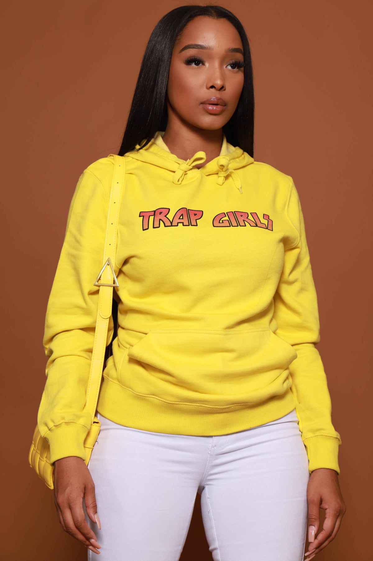 
              Run The Trap Graphic Sweatshirt - Yellow - Swank A Posh
            