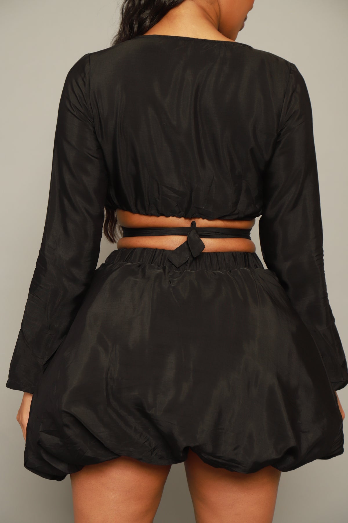 
              Start Thinking Cropped Puff Skirt Set - Black - Swank A Posh
            