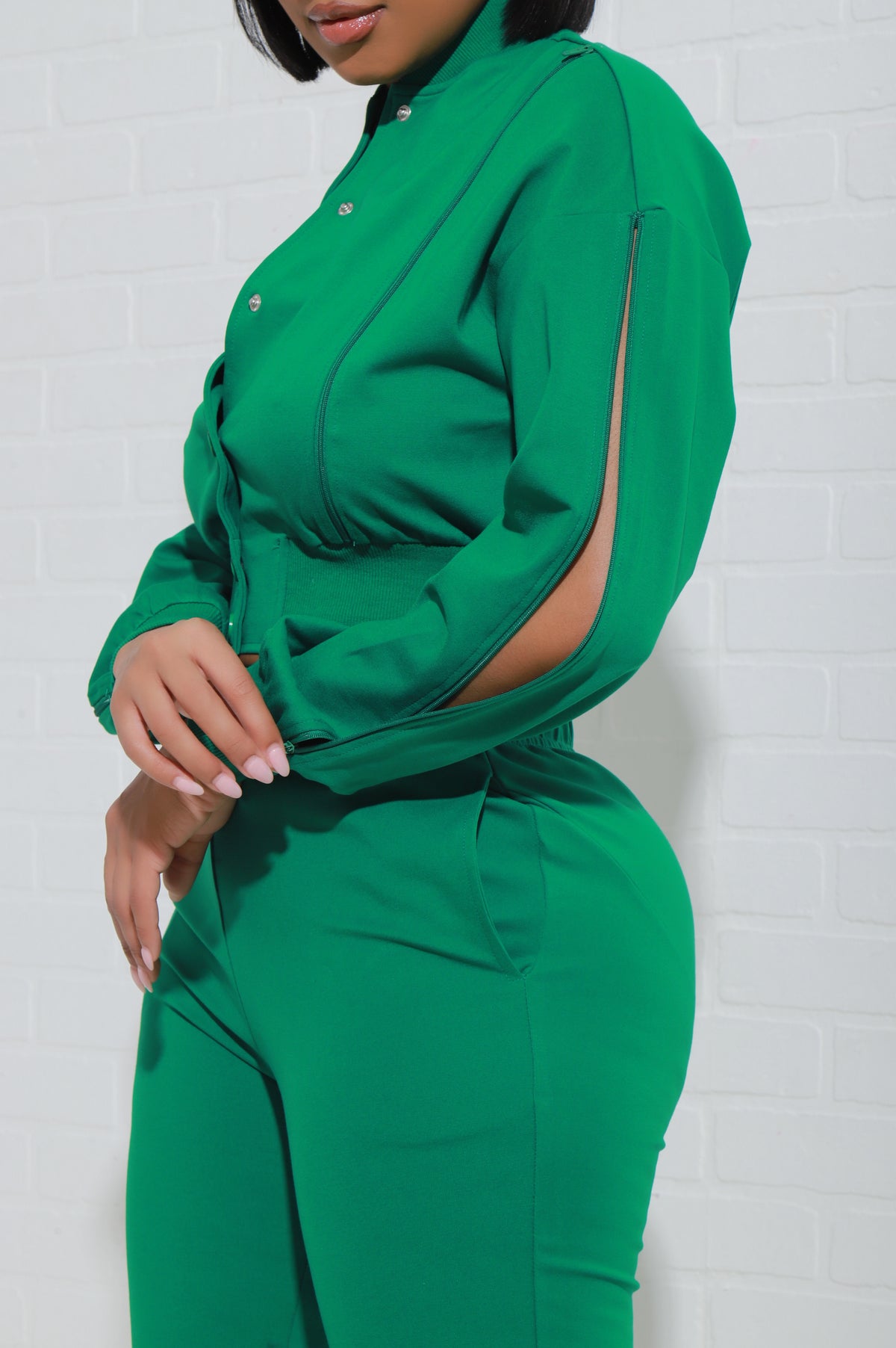 
              Top Priority Zippered Cropped Jogger Set - Green - Swank A Posh
            