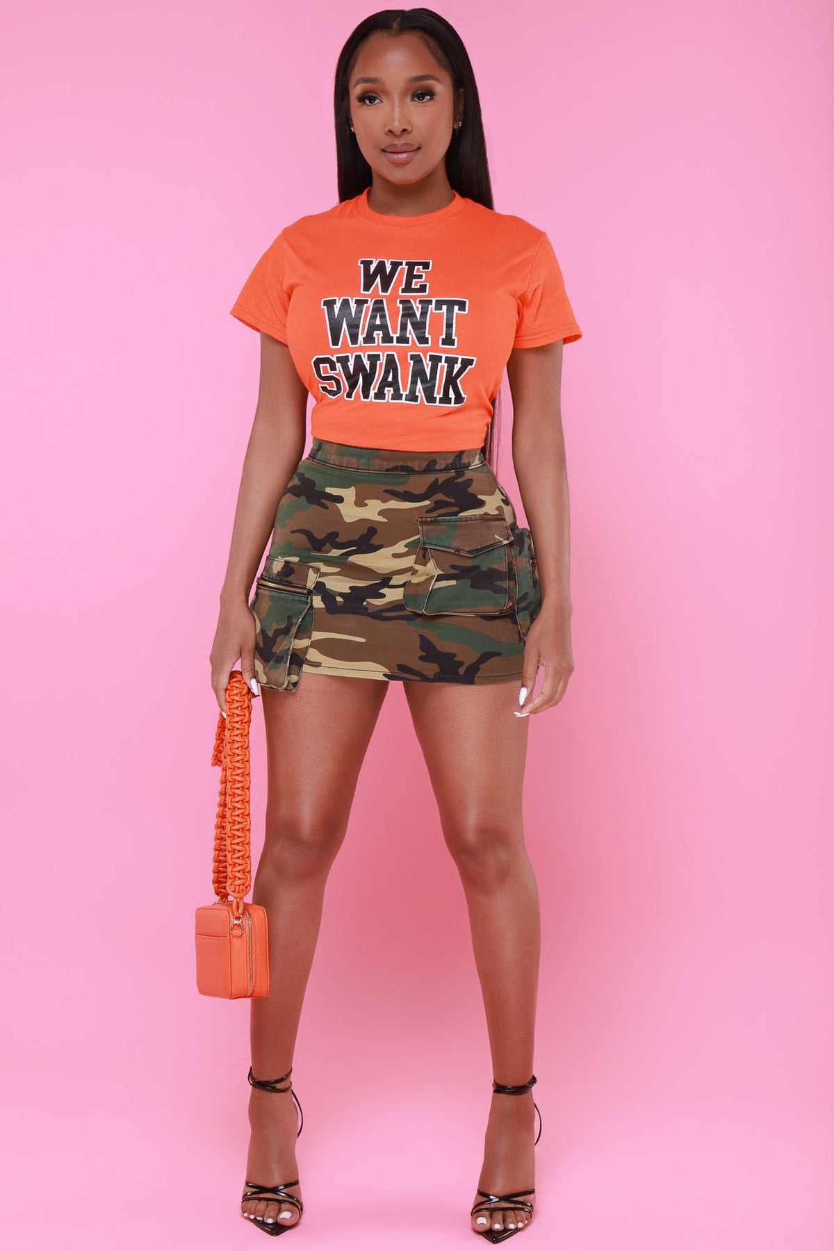 
              We Want Swank Graphic Print T-Shirt - Orange - Swank A Posh
            