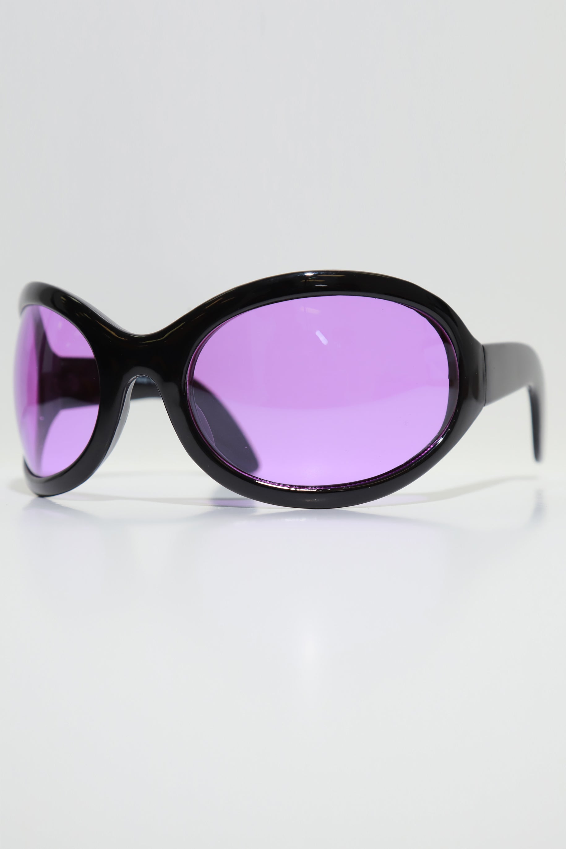 Take A Chance Retro Rounded Sunglasses - Black/Purple - Swank A Posh