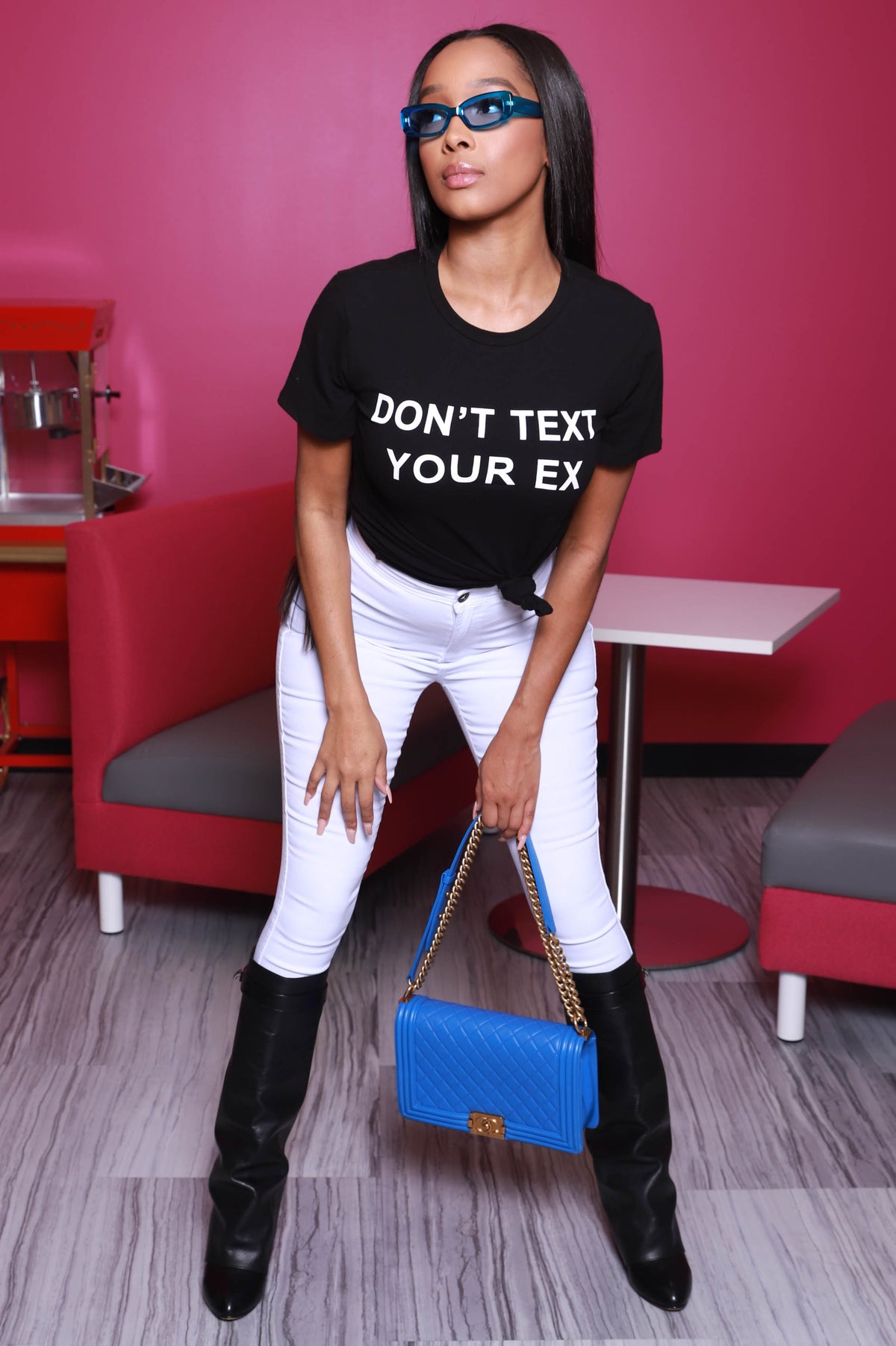 
              Don&#39;t Text Your Ex Printed T-Shirt - Black - Swank A Posh
            