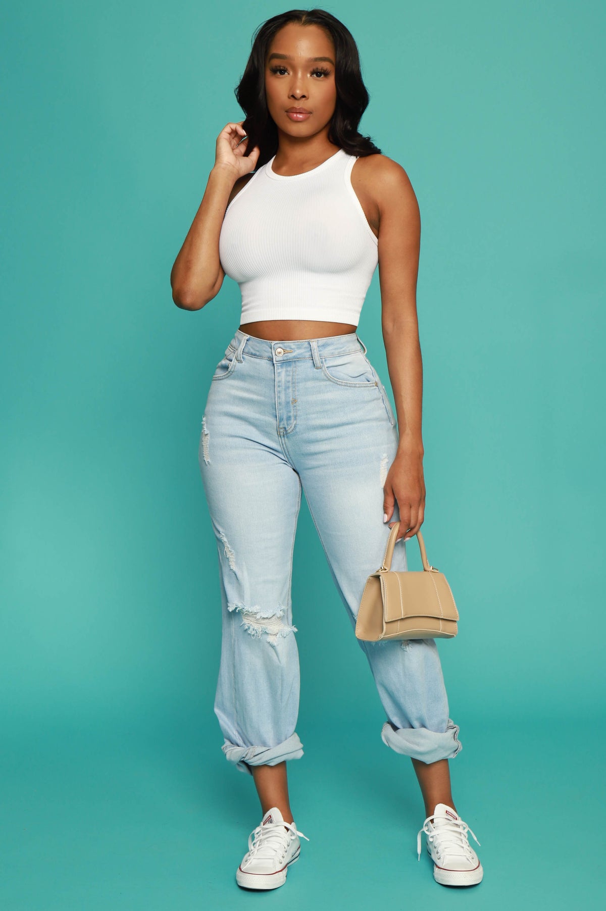 
              Talk To Me Distressed Bootcut Jeans - Light Wash - Swank A Posh
            