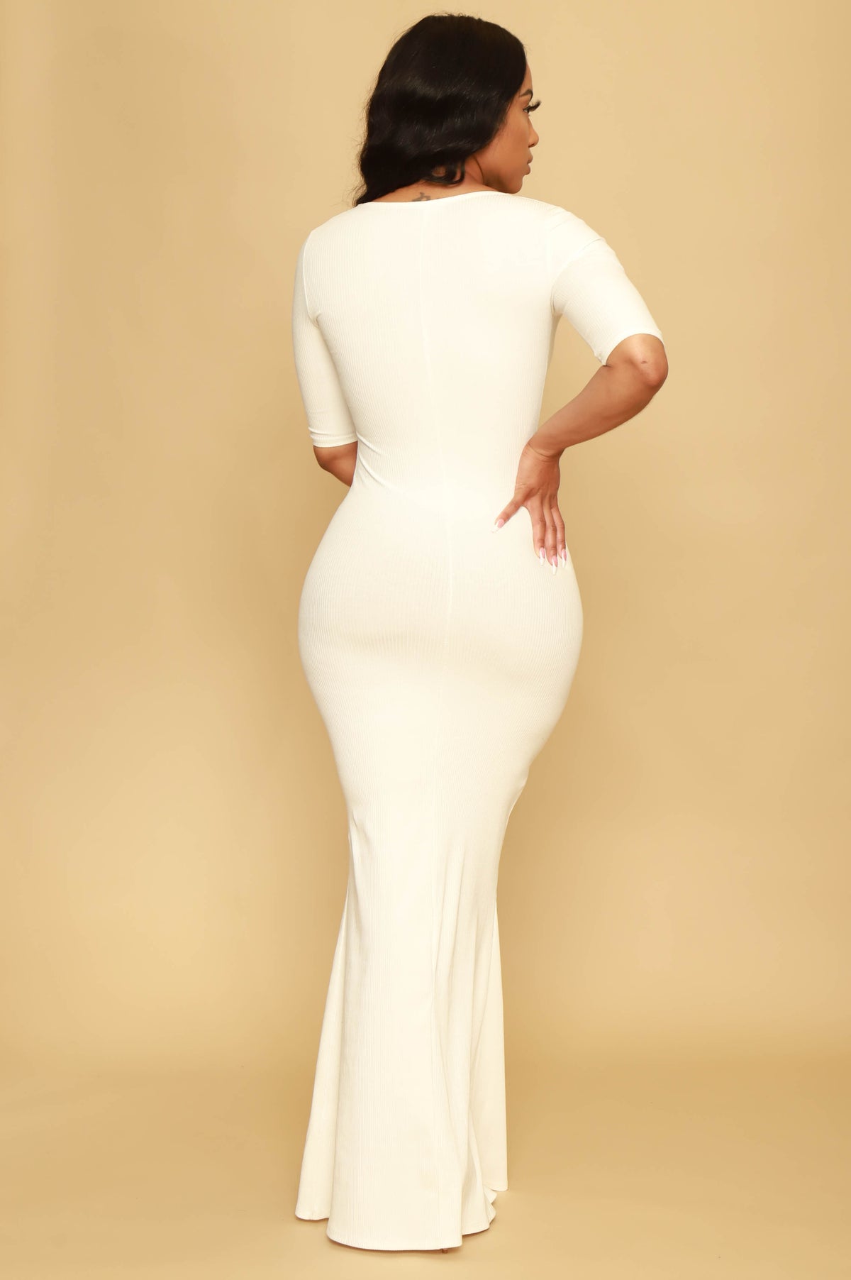 
              One and Only Mid Sleeve Cellulite Deleter Maxi Dress - White - Swank A Posh
            
