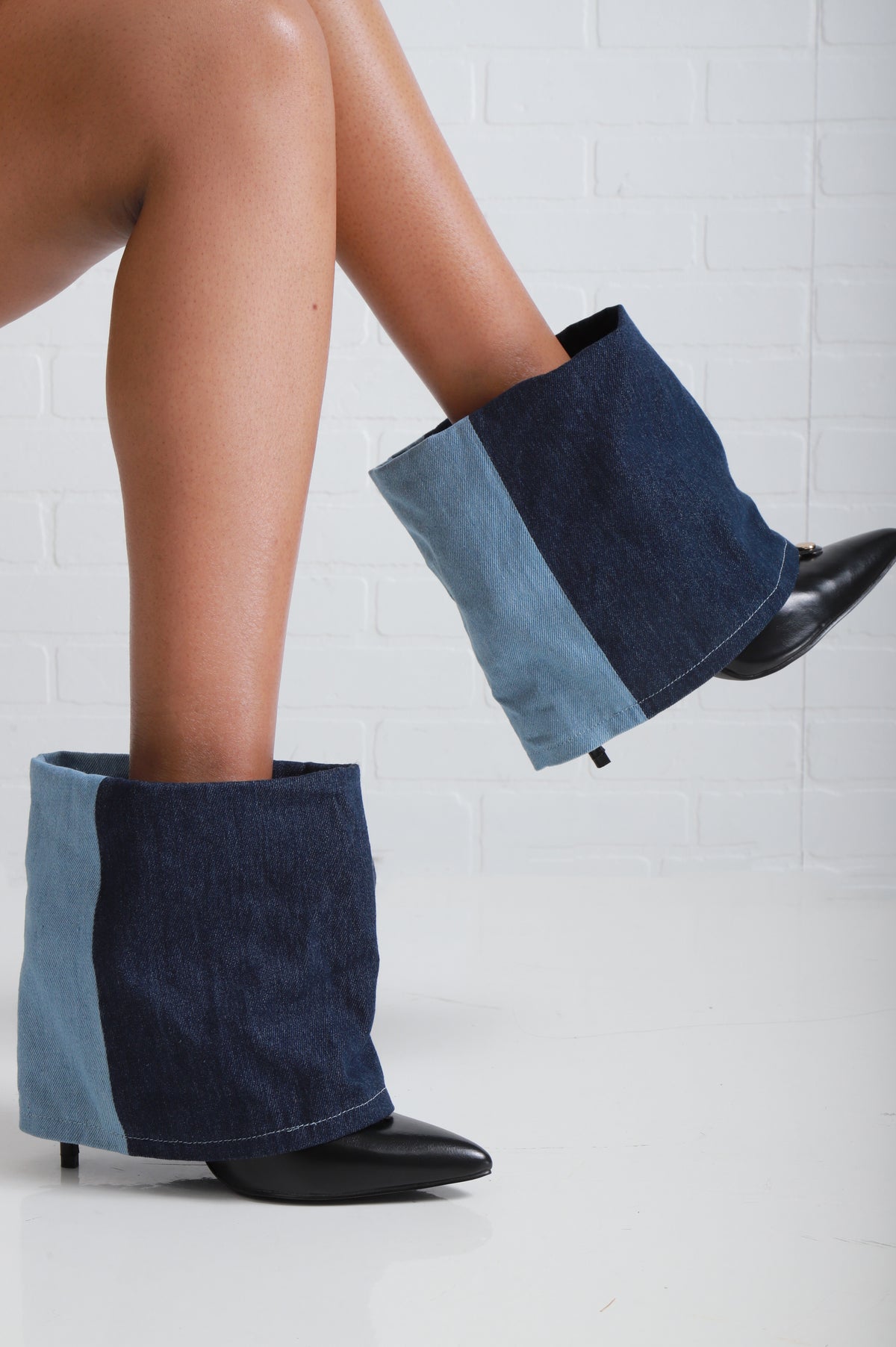 
              Feeling Blue Layered Denim Ankle Boots - Blue Multicolor - Swank A Posh
            