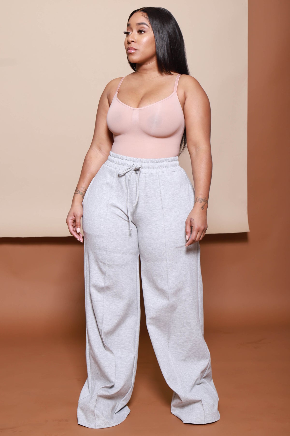 
              Day Off Wide Flare Pants - Heather Grey - Swank A Posh
            