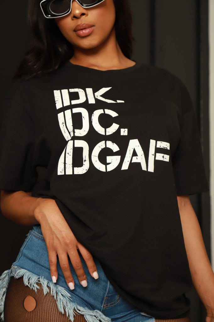 IDK, IDC Print T-Shirt - Black/White