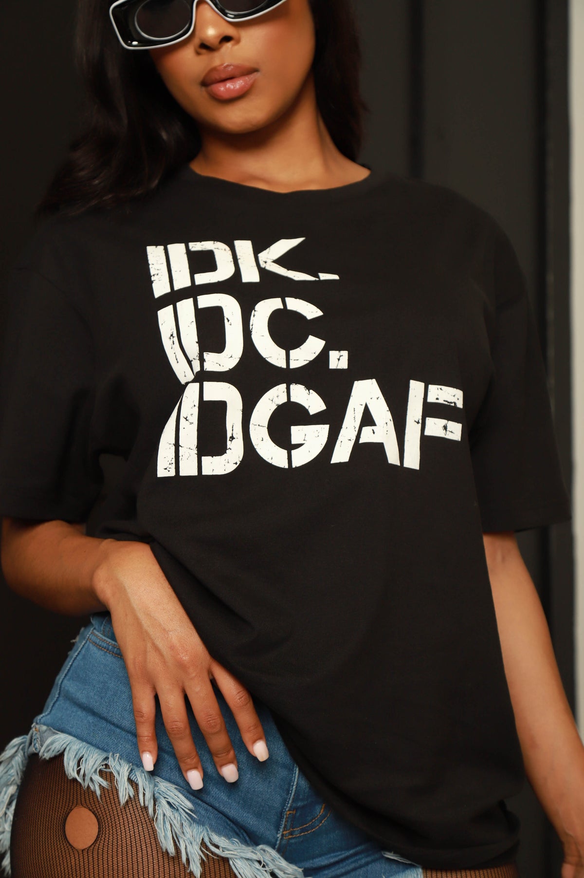 
              IDK, IDC Print T-Shirt - Black/White - Swank A Posh
            