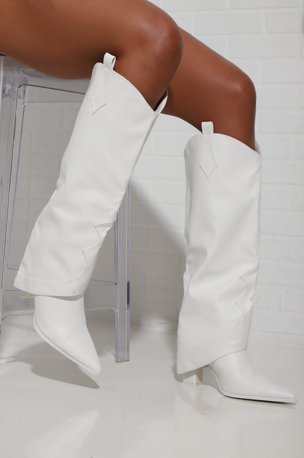 
              Back For More Faux Leather Western Boots - White - Swank A Posh
            