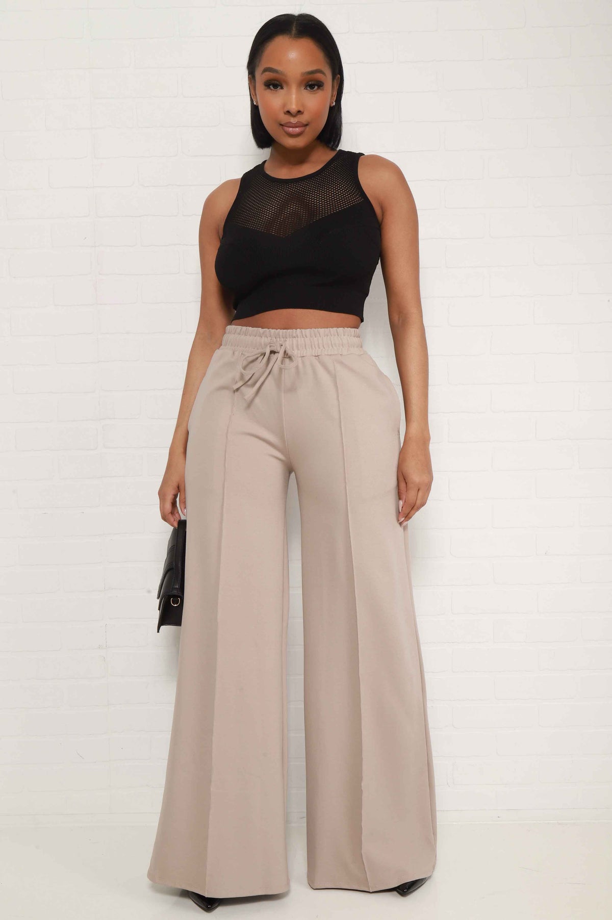 
              Day Off Wide Flare Pants - Nude - Swank A Posh
            
