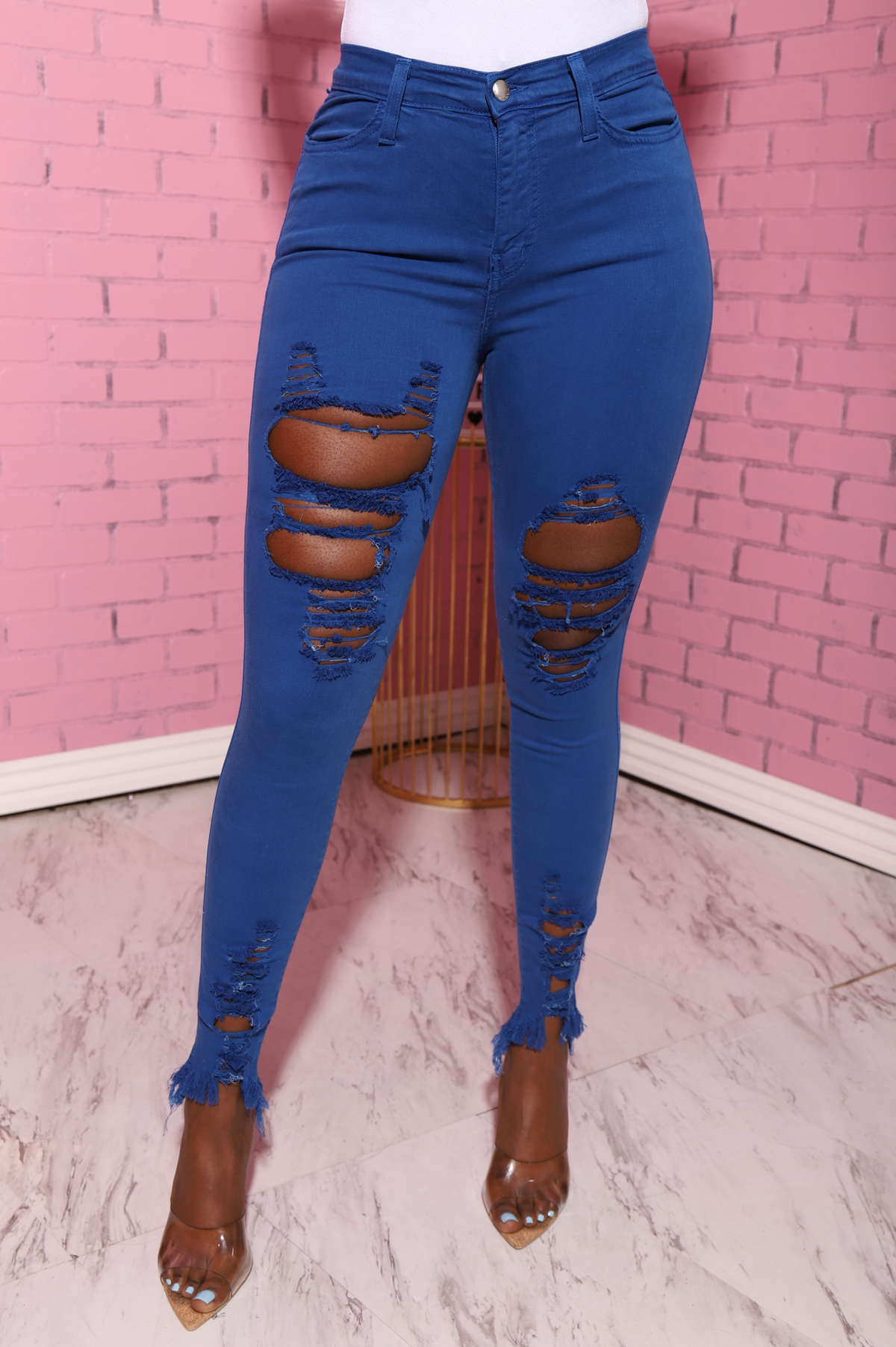 
              Witness Distressed High Rise Jeans - Royal Blue - Swank A Posh
            