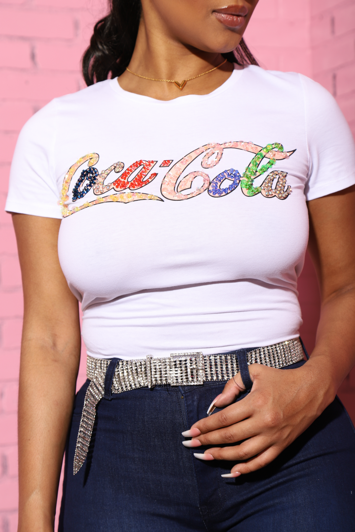 
              Coca-Cola Embellished T-Shirt - White - Swank A Posh
            