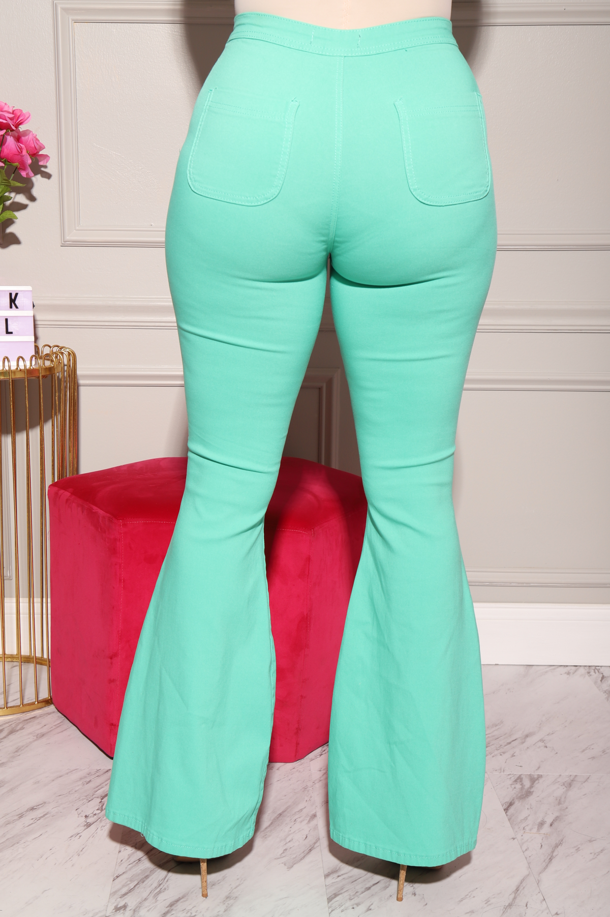 
              Major High Rise Flare Stretchy Jeans - Mint - Swank A Posh
            