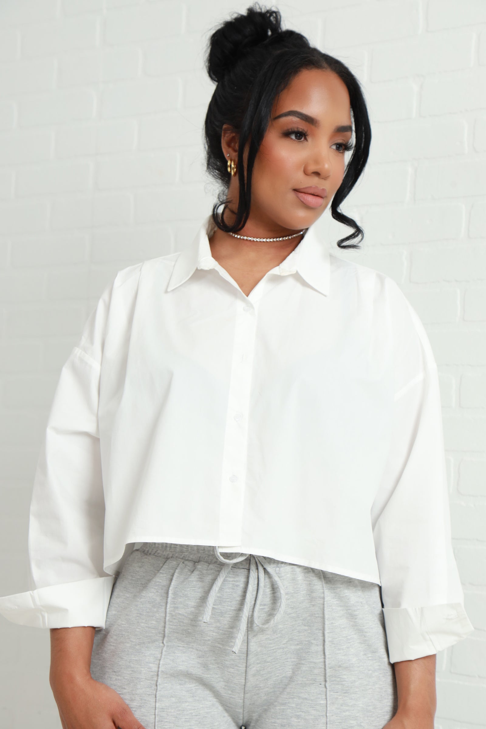 No Way Pleated Back Crop Top - White - Swank A Posh