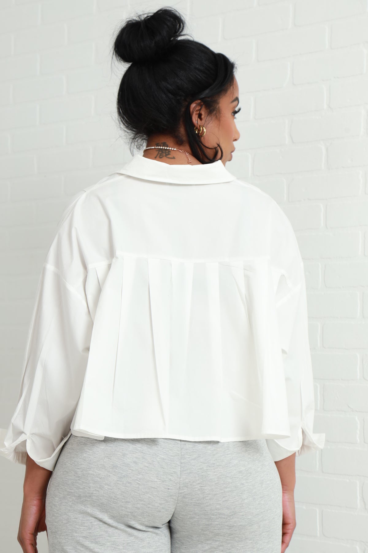 
              No Way Pleated Back Crop Top - White - Swank A Posh
            
