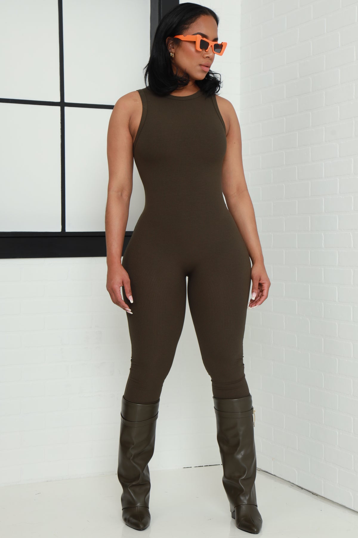
              About That Snatched Cellulite Deleter Sleeveless Jumpsuit - Olive - Swank A Posh
            