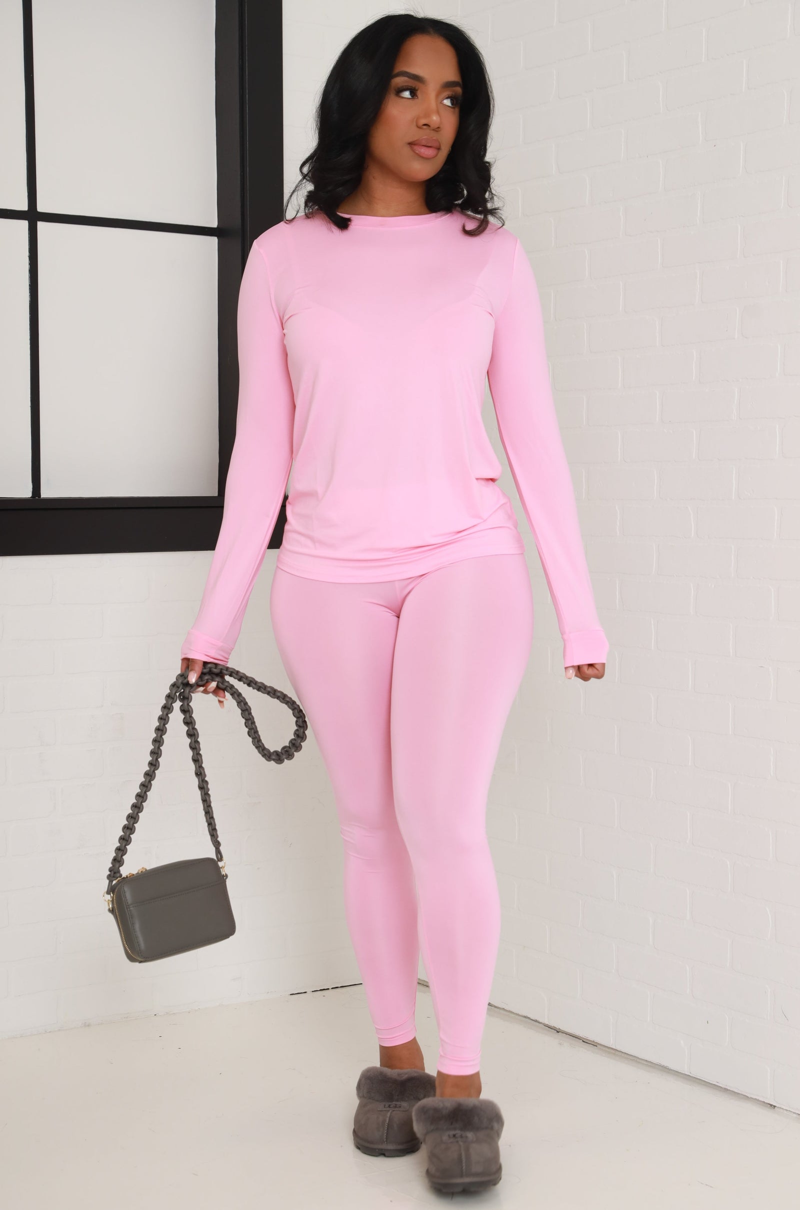 Almost Famous Long Sleeve Pants Set - Pink - Swank A Posh