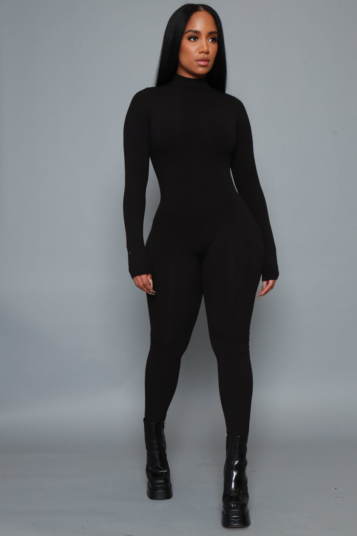 
              Tap Out Cellulite Deleter Mock Neck Jumpsuit - Black - Swank A Posh
            