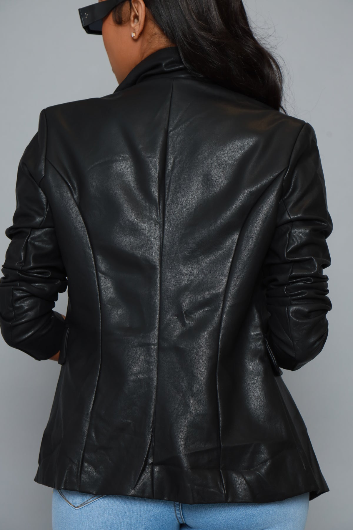 
              Never Ends Faux Leather Double Breasted Jacket - Black - Swank A Posh
            