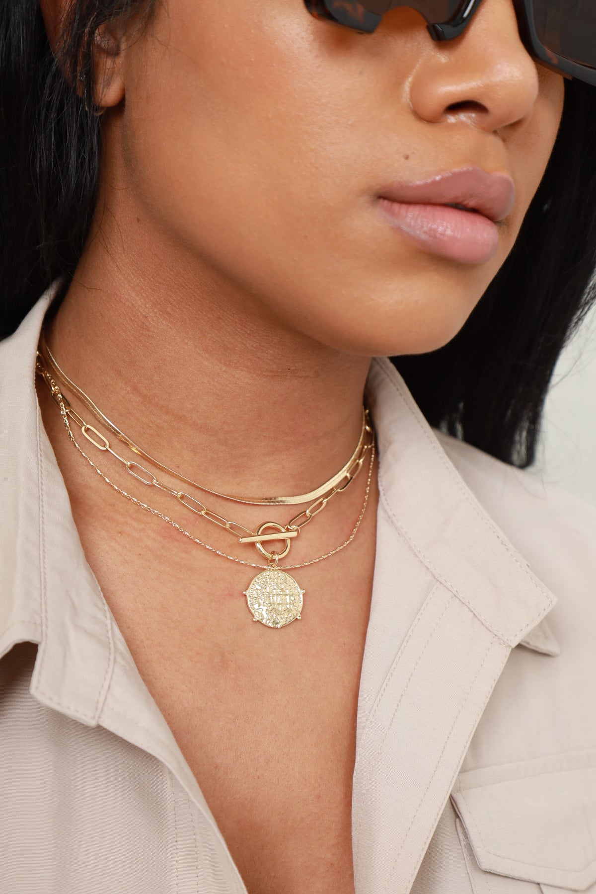 
              Coin Toss Layered Charm Necklace - Gold - Swank A Posh
            