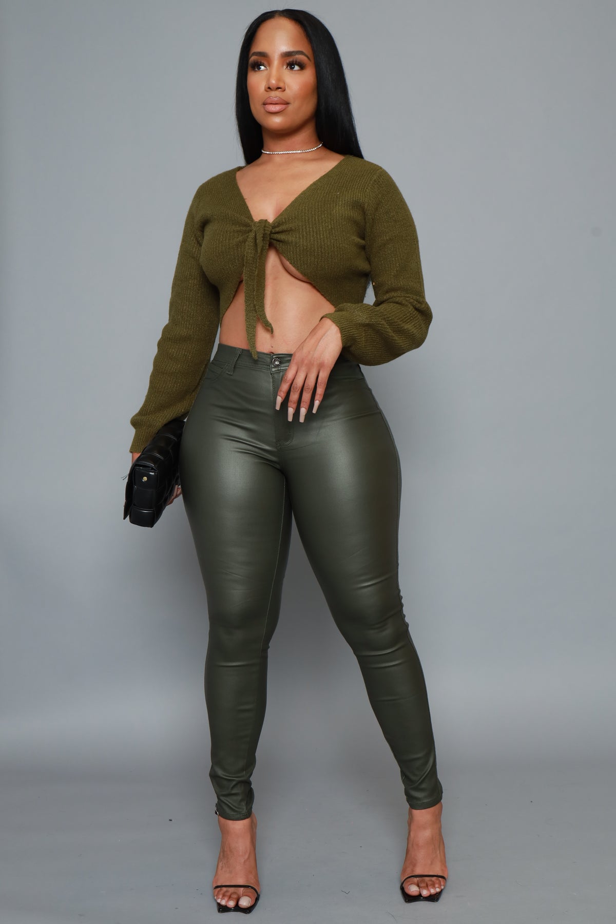 
              Onto You Cropped Tie Up Sweater - Olive - Swank A Posh
            